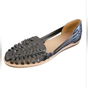 Nisolo Women's Huarache Black Leather Slip- On Sandals Size 9.5